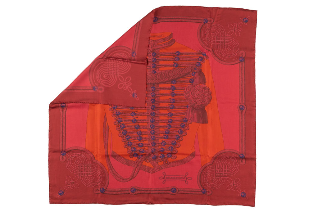 Hermès "Brandebourg" Red Die Silk Scarf