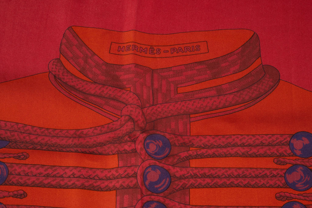 Hermès "Brandebourg" Red Die Silk Scarf