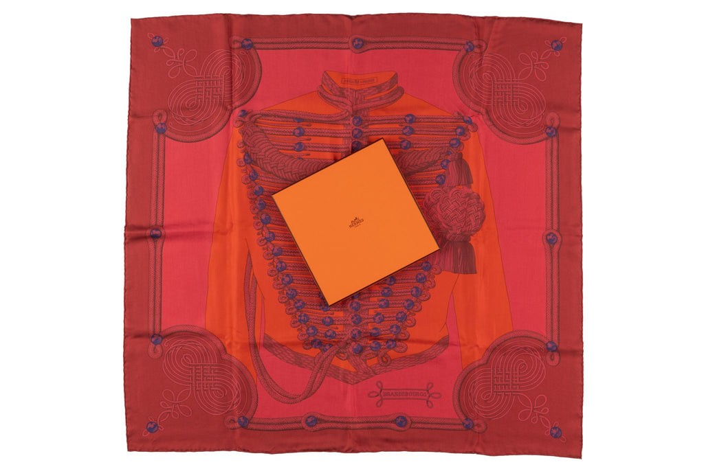 Hermès "Brandebourg" Red Die Silk Scarf