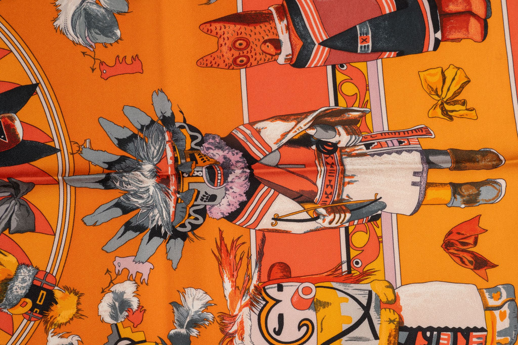 Hermès Orange "Kachinas" Silk Scarf
