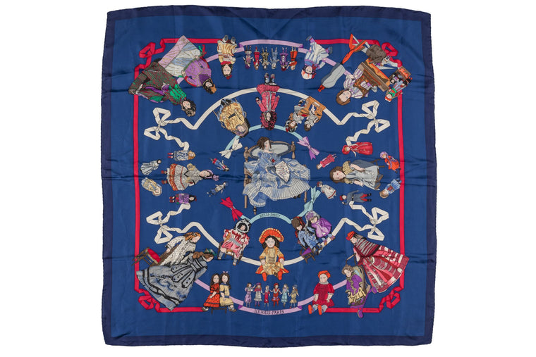 Hermès "Hello Dolly" Blue Silk Scarf