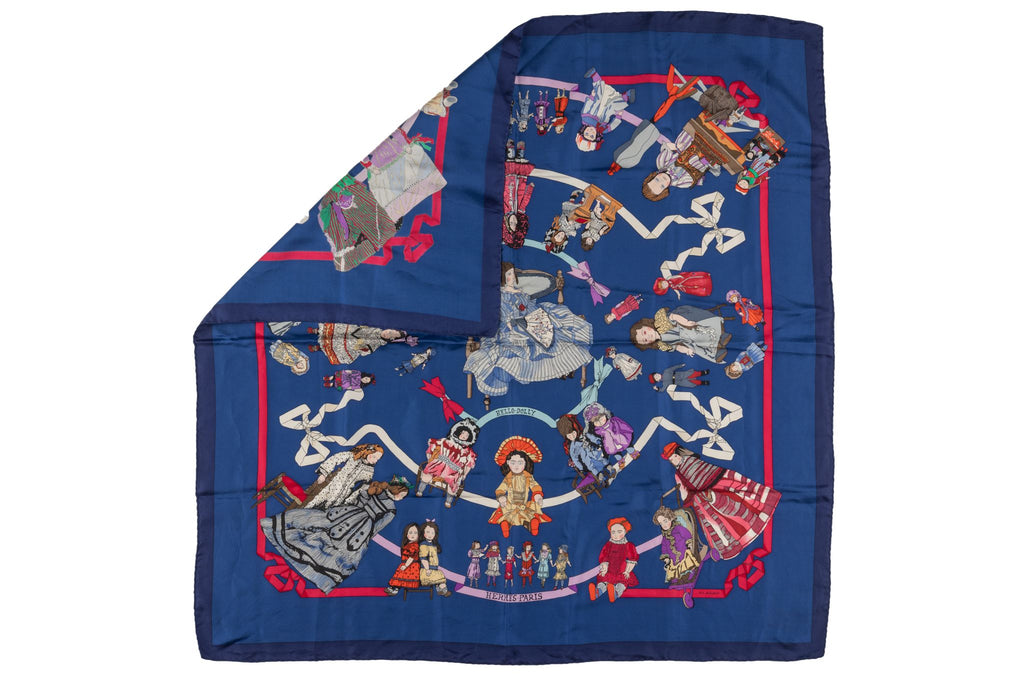 Hermès "Hello Dolly" Blue Silk Scarf