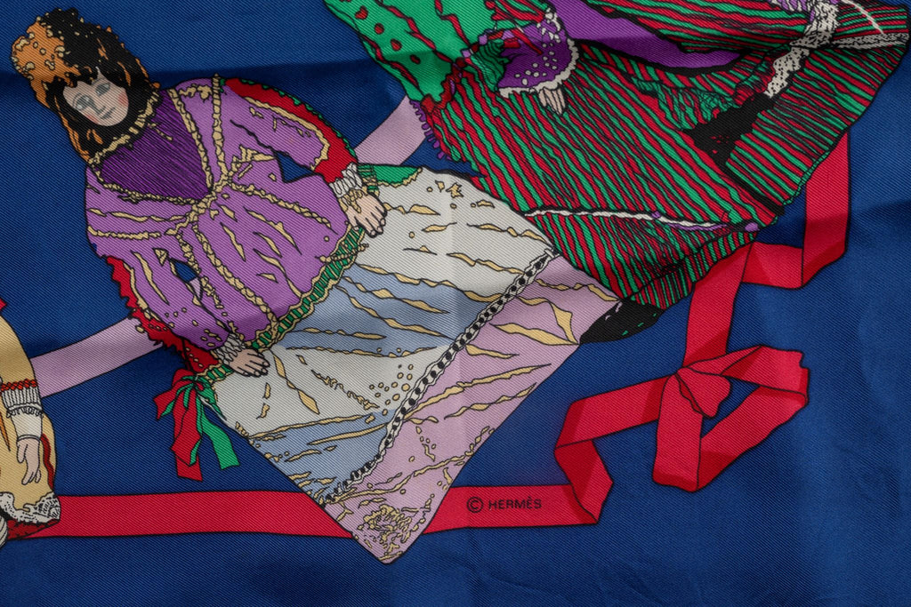 Hermès "Hello Dolly" Blue Silk Scarf
