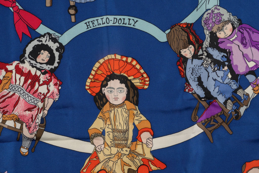 Hermès "Hello Dolly" Blue Silk Scarf