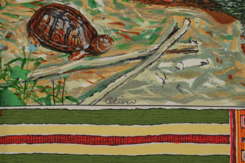 Hermès "Les Cheyennes" Cream Silk Scarf