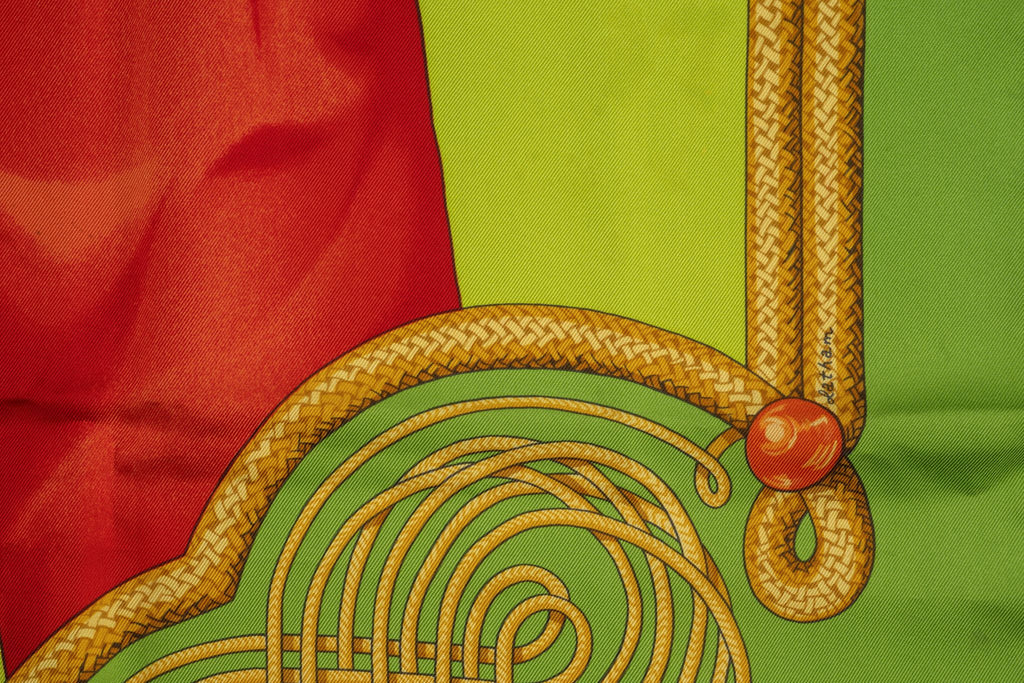 Hermès Green "Brandebourgs" Silk Scarf