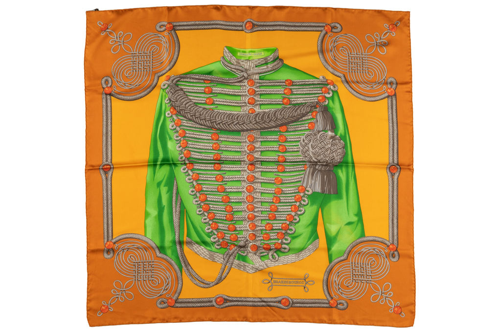 Hermès Rust "Brandebourgs" Silk Scarf