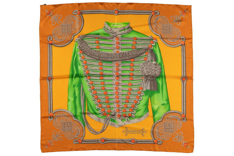 Hermès Rust "Brandebourgs" Silk Scarf