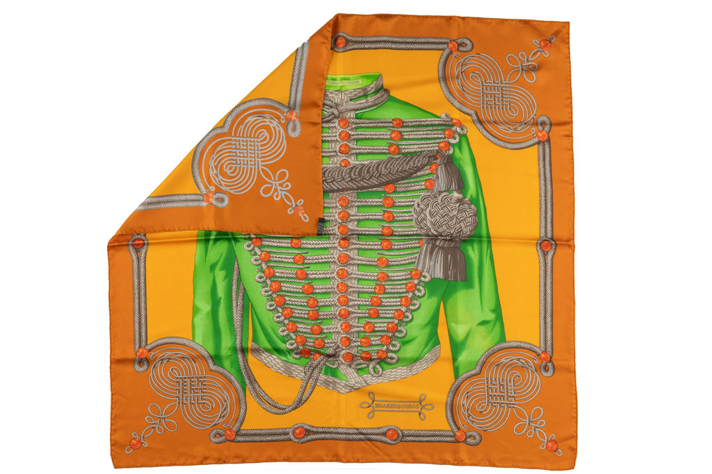 Hermès Rust "Brandebourgs" Silk Scarf