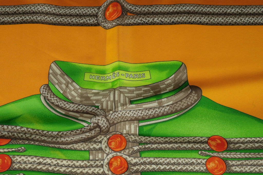 Hermès Rust "Brandebourgs" Silk Scarf