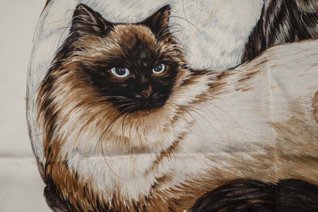 Hermès "Les Chats" Black Red Silk Scarf