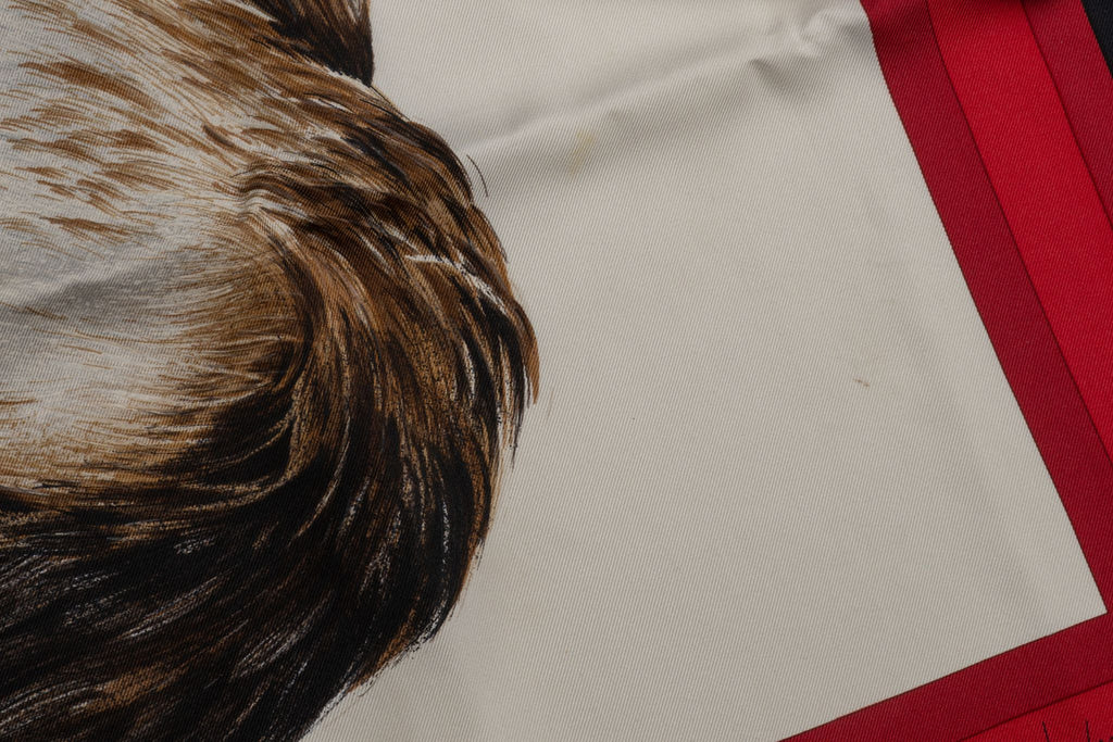 Hermès "Les Chats" Black Red Silk Scarf