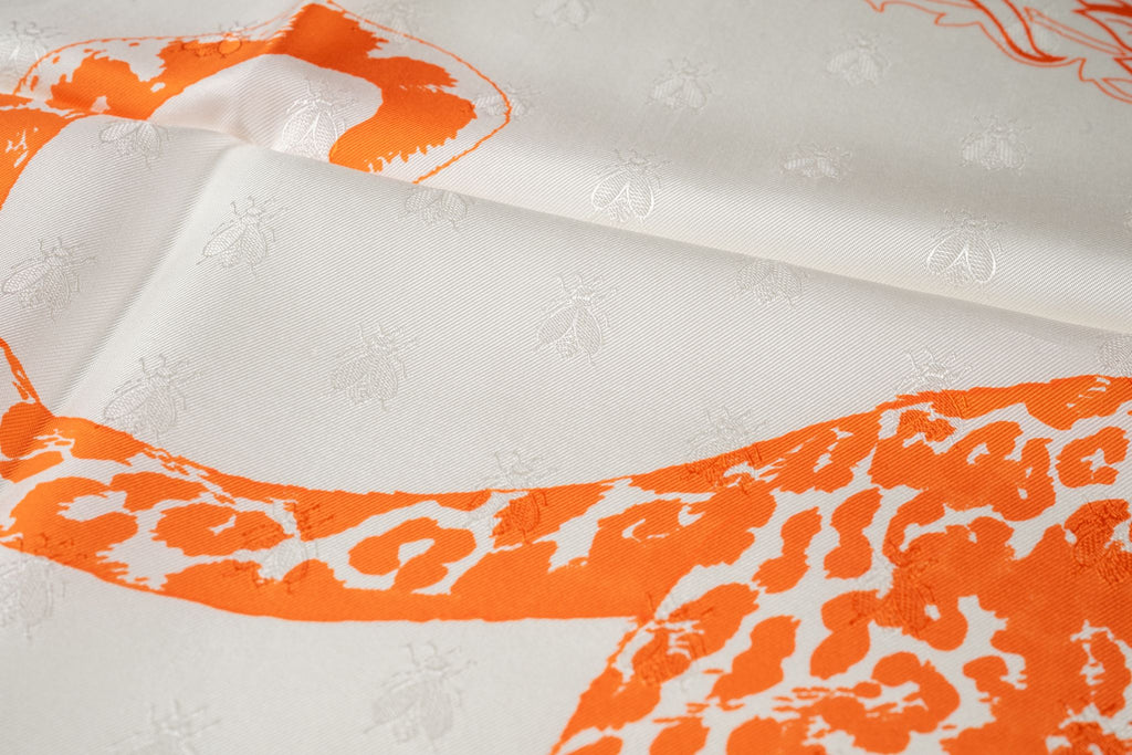 Hermès "Jungle Love" Silk Scarf White