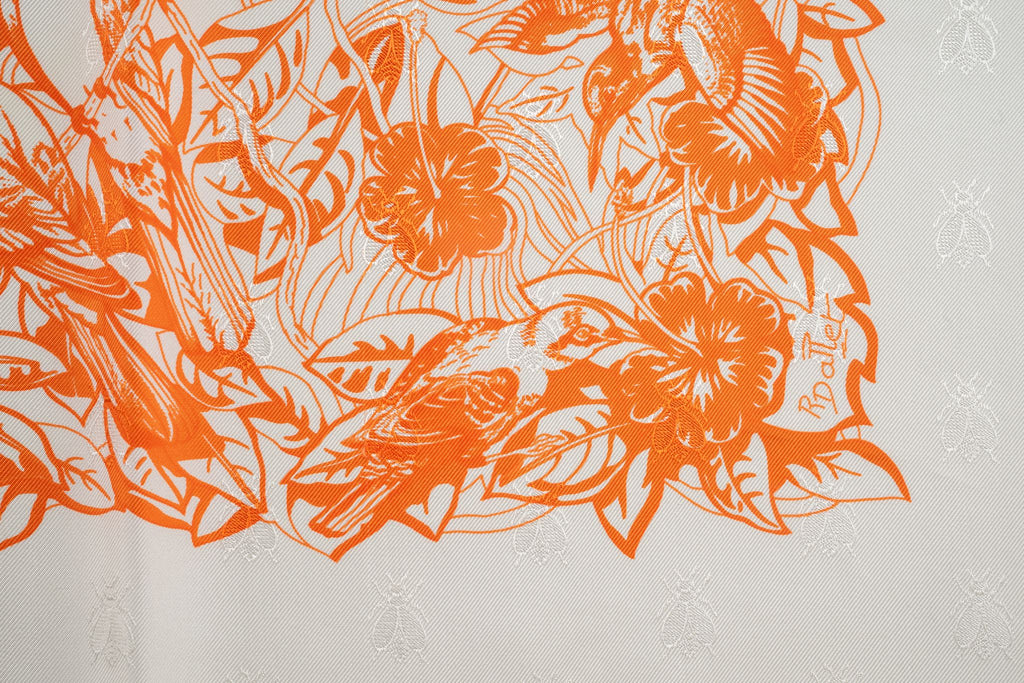 Hermès "Jungle Love" Silk Scarf White