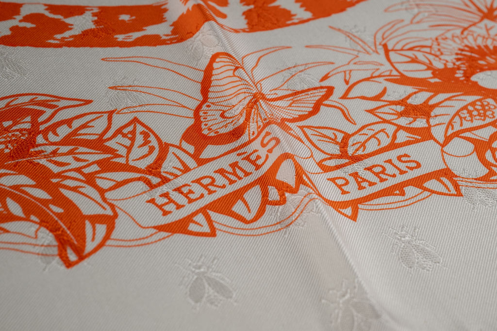 Hermès "Jungle Love" Silk Scarf White
