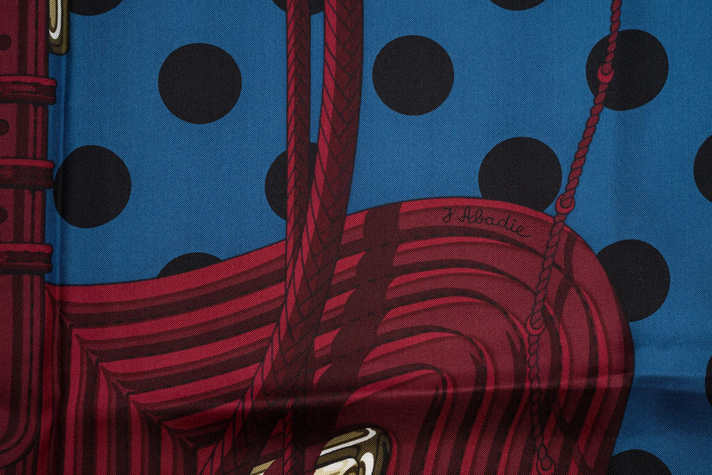 Hermès "Clic Clac" Navy Silk Shawl