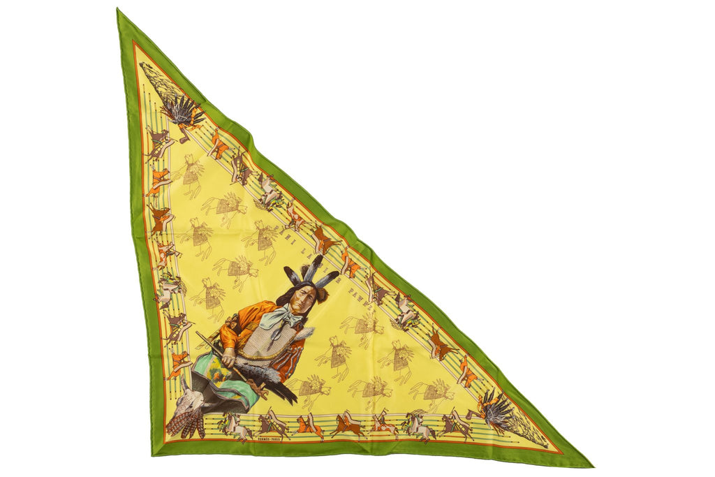 Hermès Yellow Pawnee Triangle Scarf