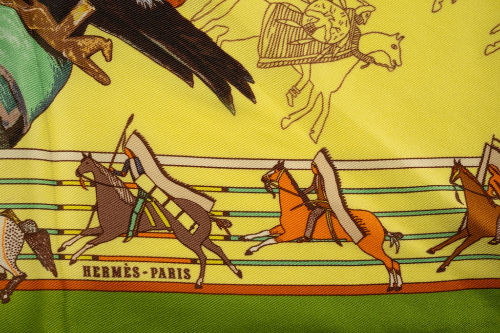 Hermès Yellow Pawnee Triangle Scarf