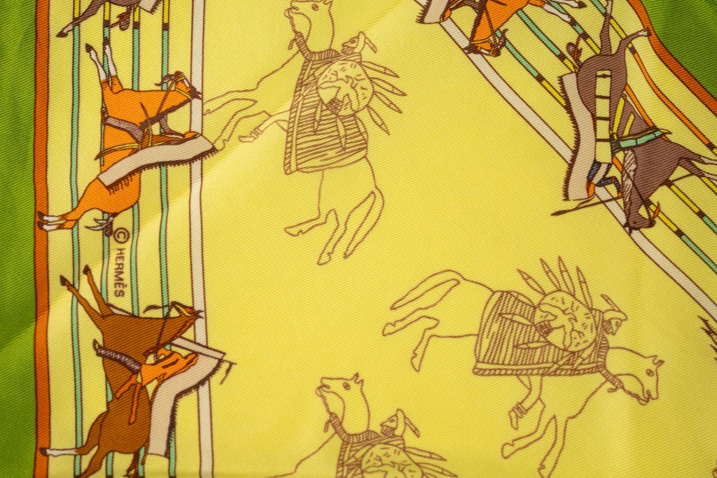 Hermès Yellow Pawnee Triangle Scarf