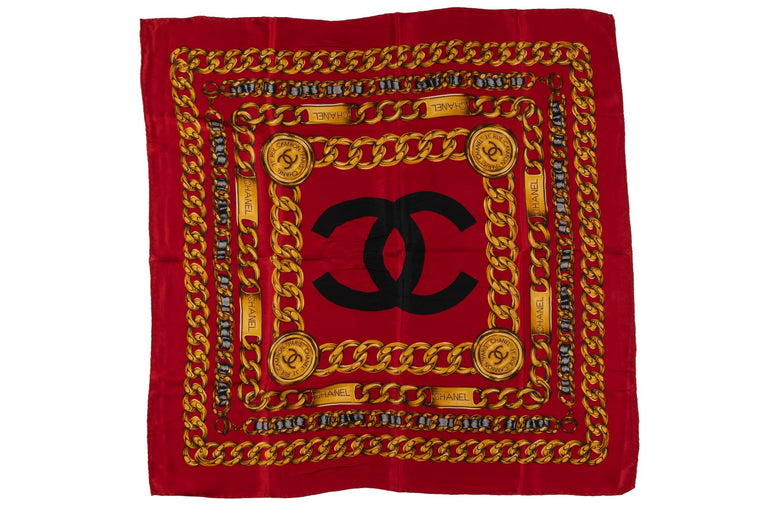 Chanel 31 Rue Chambon Vintage Red Scarf