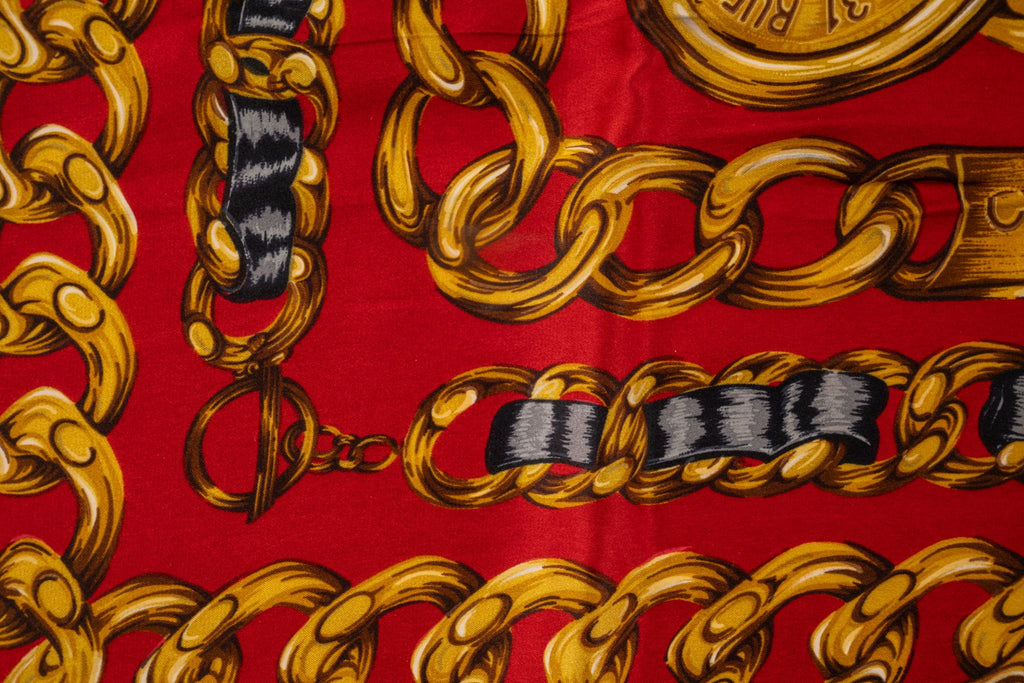 Chanel 31 Rue Chambon Vintage Red Scarf