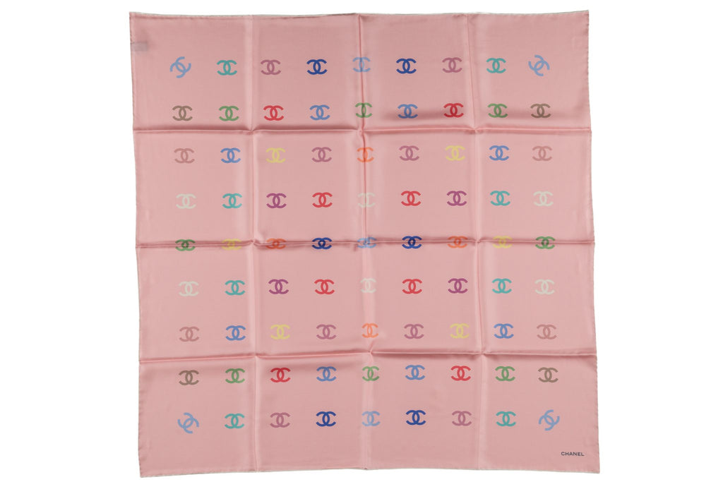 Chanel New Silk Pink CC Logo Scarf