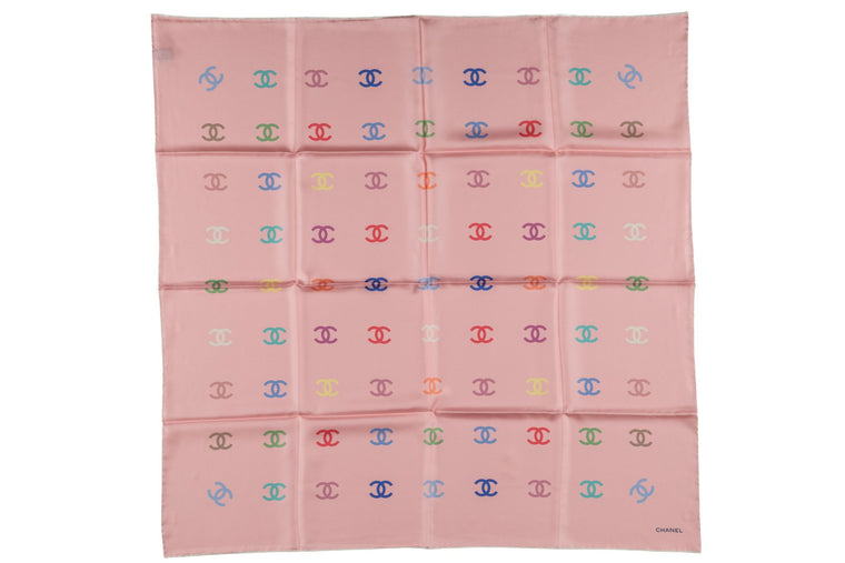 Chanel New Silk Pink CC Logo Scarf