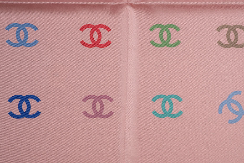Chanel New Silk Pink CC Logo Scarf