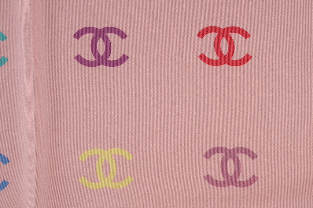 Chanel New Silk Pink CC Logo Scarf