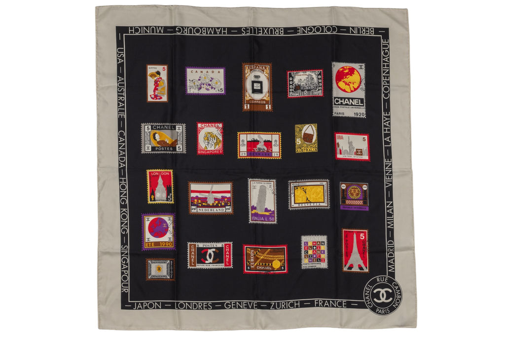 Chanel Vintage Silk Flags Scarf