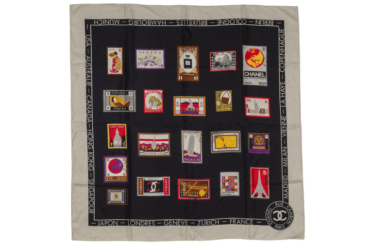 Chanel Vintage Silk Flags Scarf