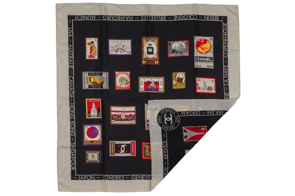 Chanel Vintage Silk Flags Scarf