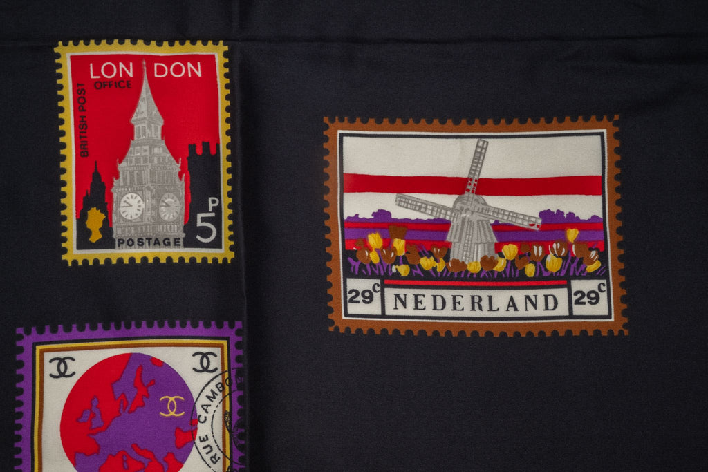 Chanel Vintage Silk Flags Scarf