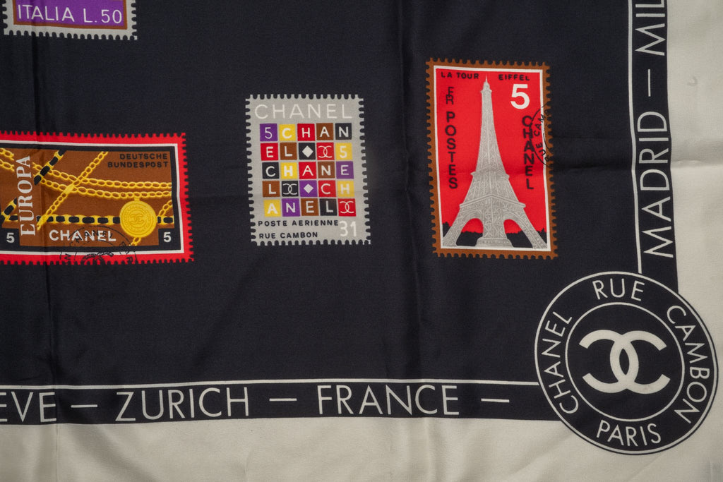 Chanel Vintage Silk Flags Scarf