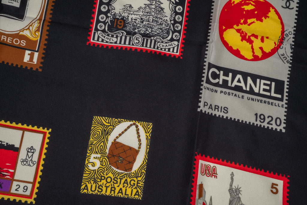 Chanel Vintage Silk Flags Scarf