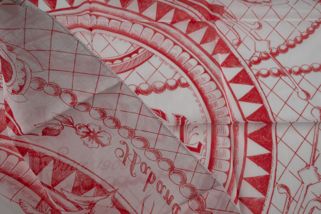 Chanel Cotton Havana Cuba Scarf White