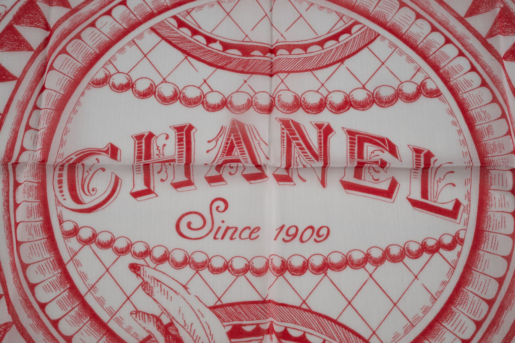 Chanel Cotton Havana Cuba Scarf White