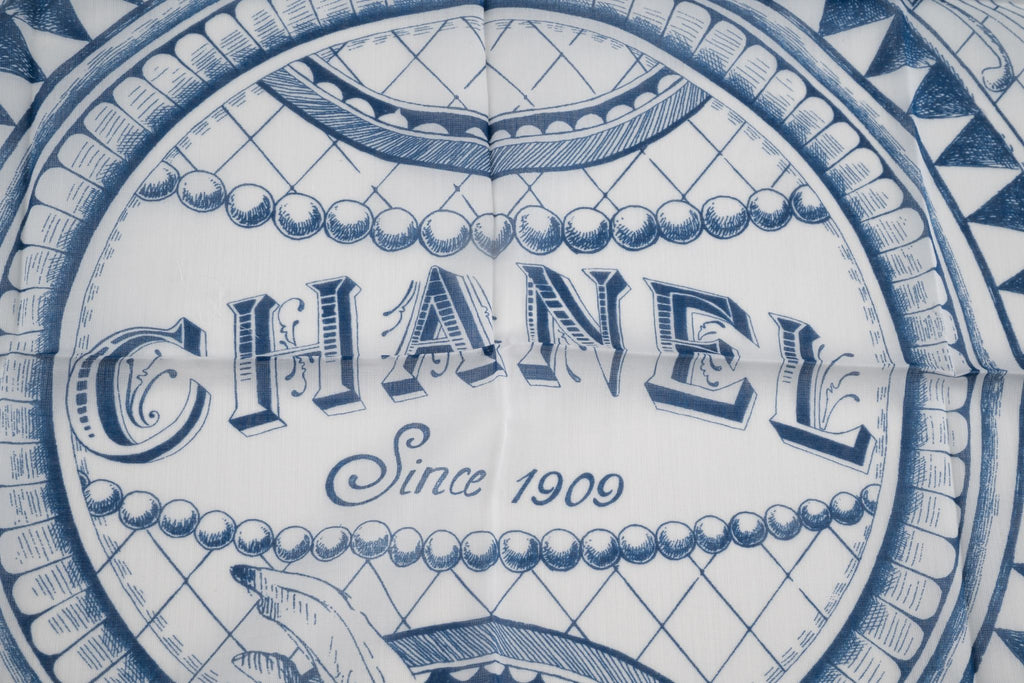 Chanel New Havana Cuba Scarf White Blue