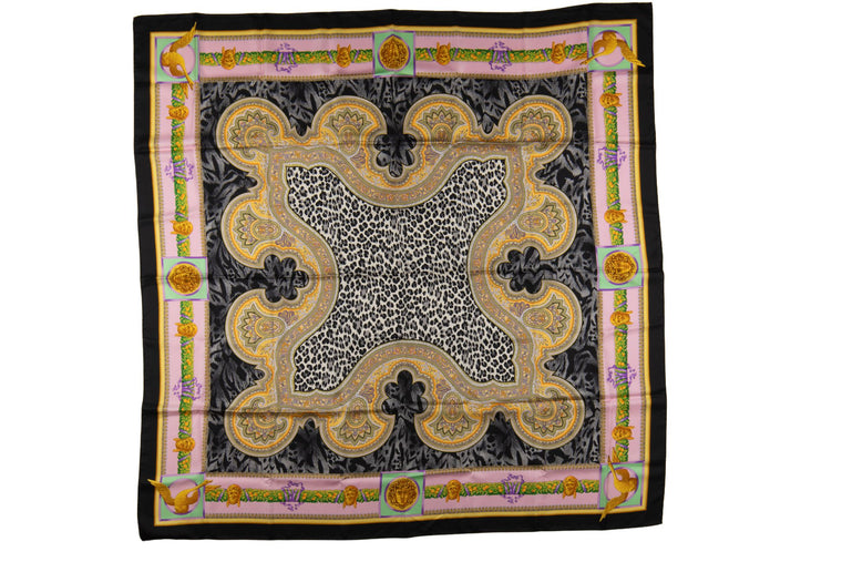 Versace Medusa and Leopard Silk Shawl