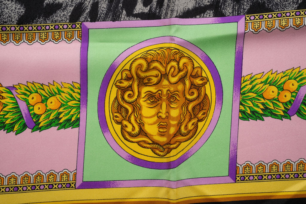 Versace Medusa and Leopard Silk Shawl