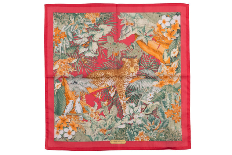 Ferragamo "Jungle" Red Cotton Scarf