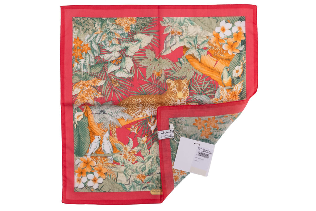 Ferragamo "Jungle" Red Cotton Scarf