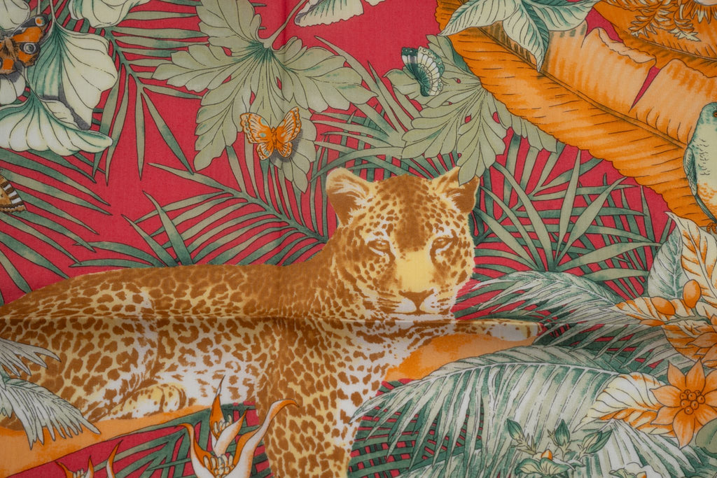 Ferragamo "Jungle" Red Cotton Scarf