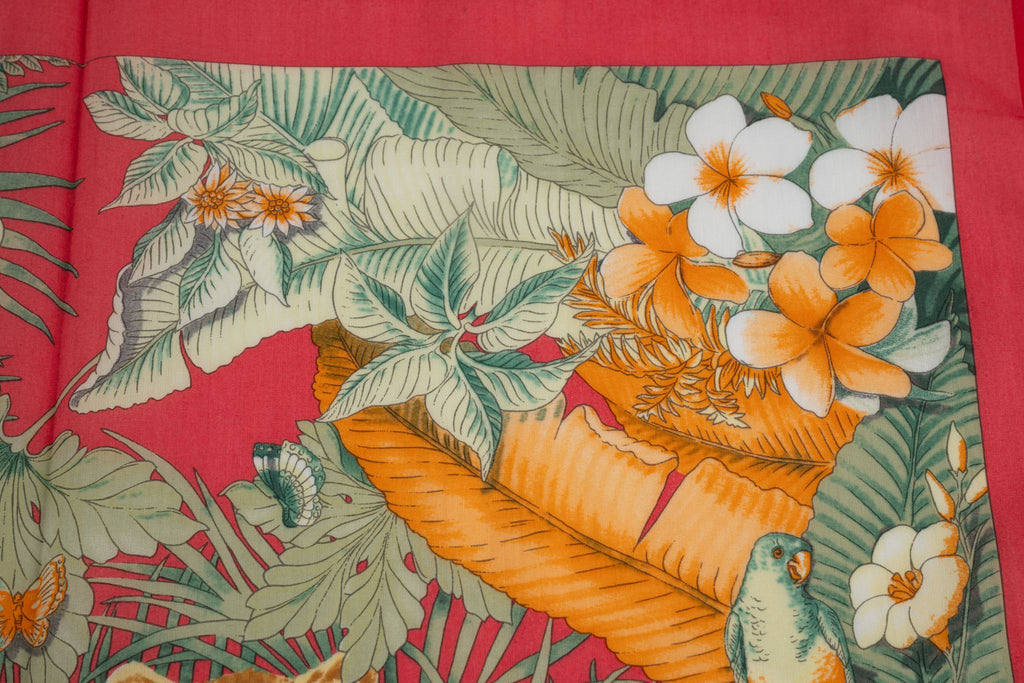 Ferragamo "Jungle" Red Cotton Scarf