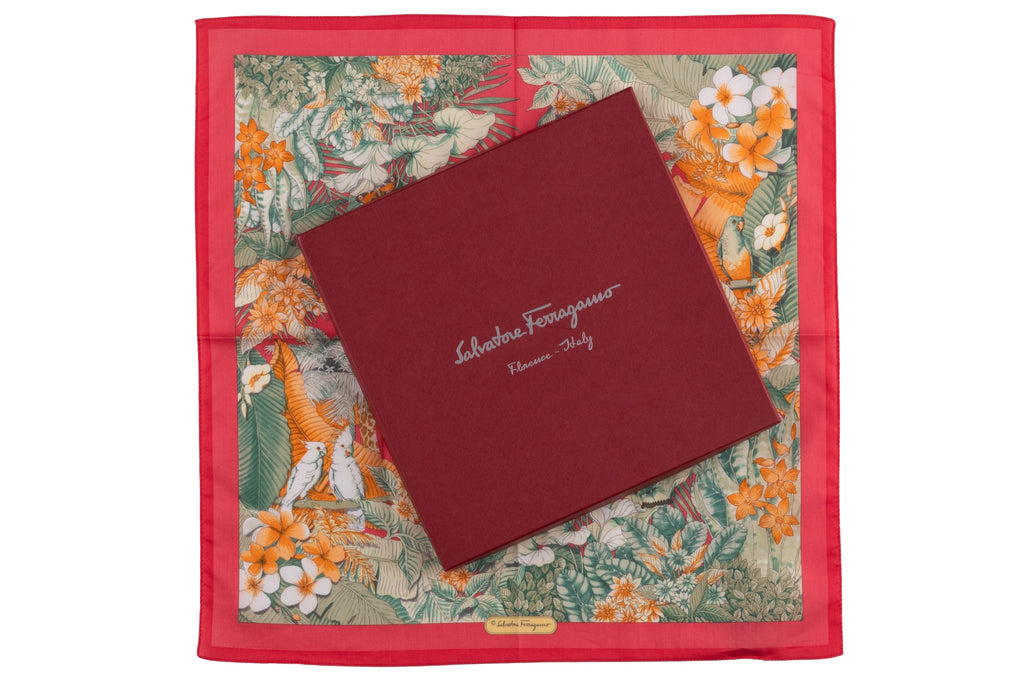 Ferragamo "Jungle" Red Cotton Scarf