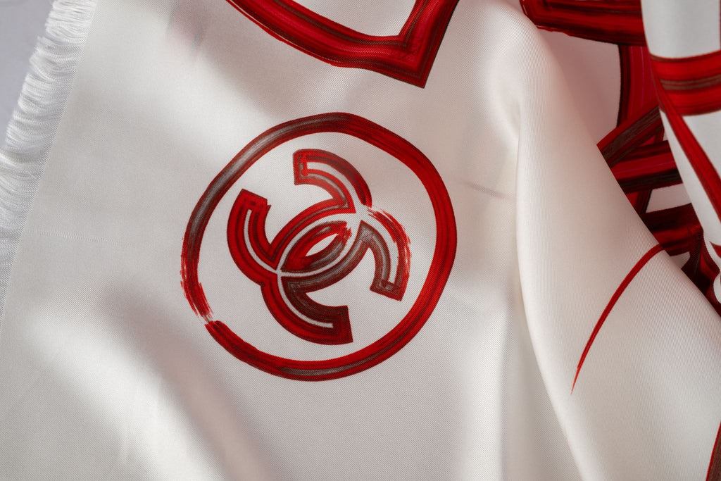 Chanel New Red Graffiti Silk Shawl