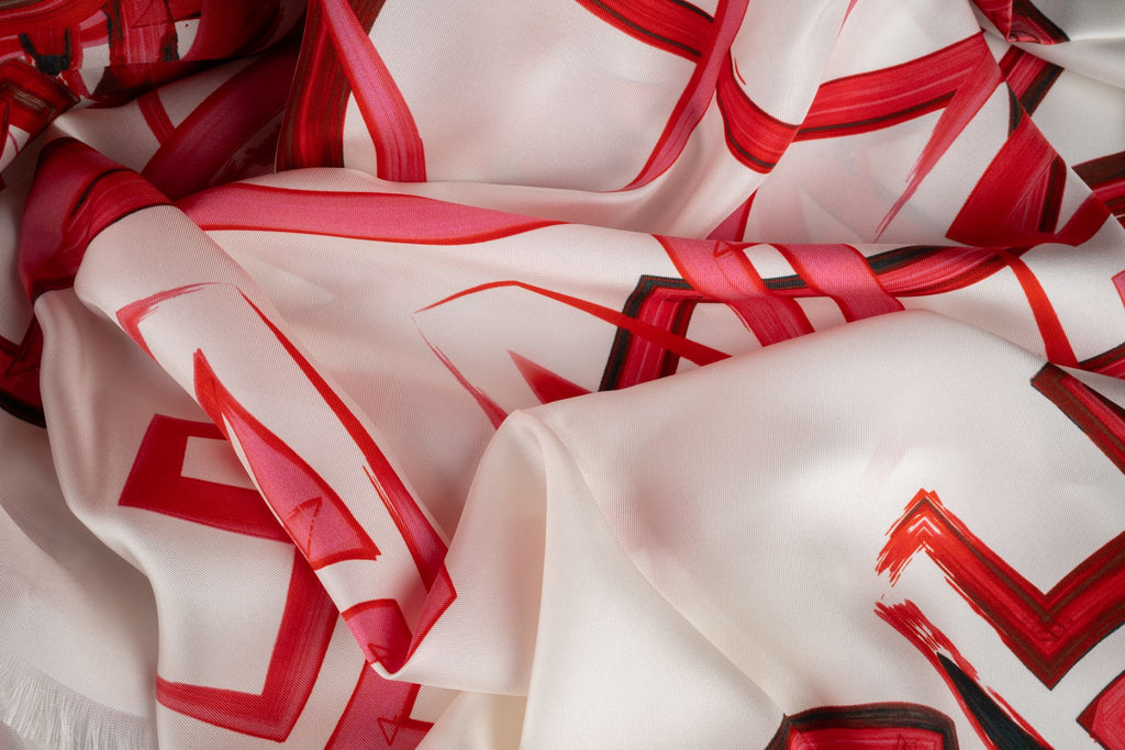 Chanel New Red Graffiti Silk Shawl