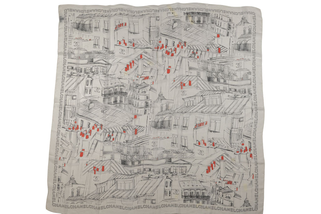 Chanel New "CC Roof" Shawl White Black