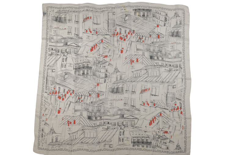 Chanel New "CC Roof" Shawl White Black