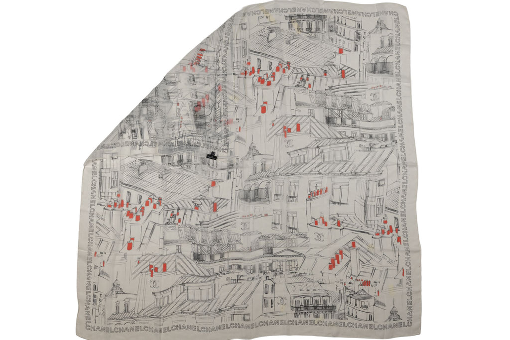 Chanel New "CC Roof" Shawl White Black